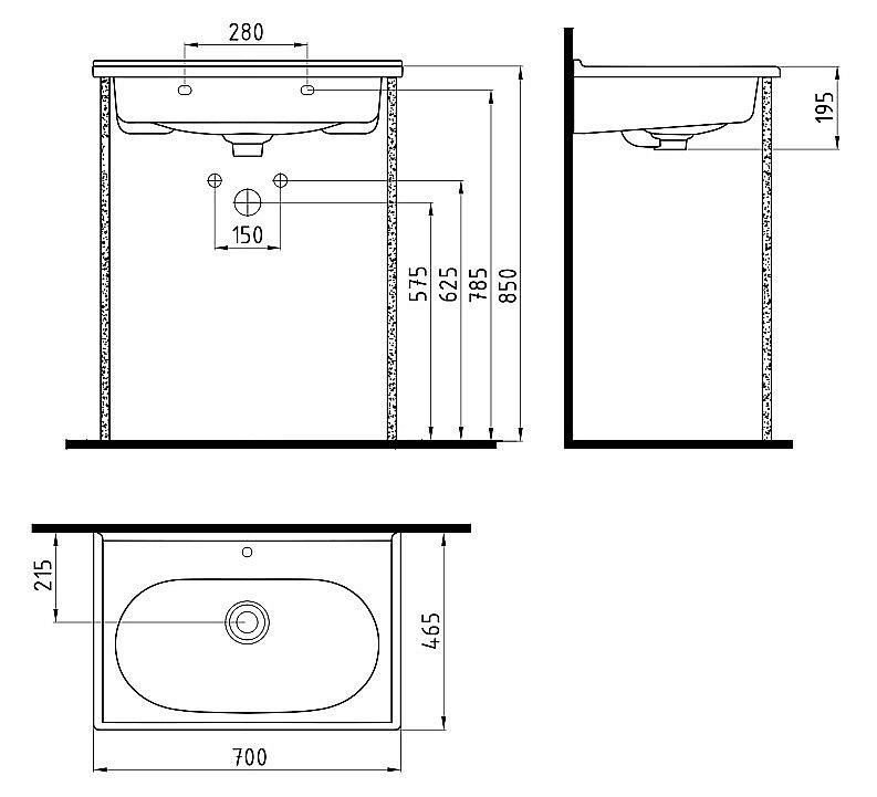 Раковина мебельная Bien Ferra 70 FELK070B1FD1W5000 белая купить в интернет-магазине Sanbest