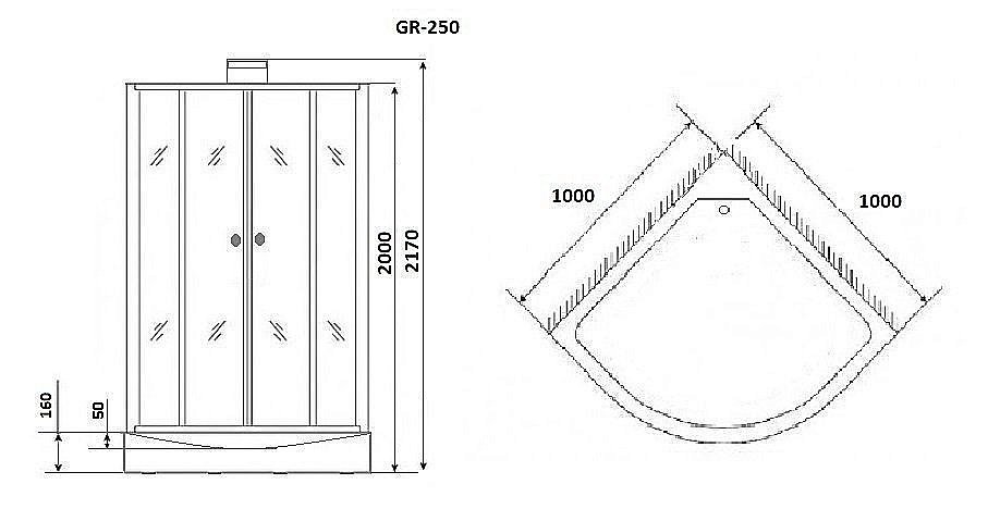 Душевая кабина GROSSMAN GR250 100x100 купить в интернет-магазине Sanbest