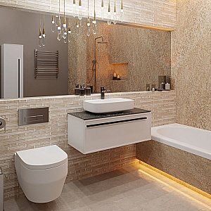 Тумба с раковиной LA FENICE Elba Bianco 90 белая/столешница черная для ванной в интернет-магазине Sanbest