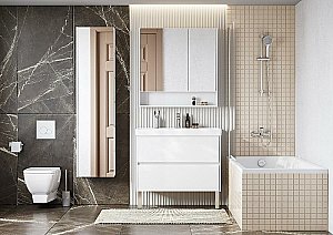 Зеркальный шкаф Акватон Сканди 1A252302SD010 90 белый купить в интернет-магазине сантехники Sanbest