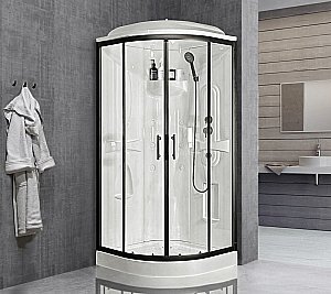 Душевая кабина Royal Bath Practic 90х90 RB 90HK1-T-BL стекло прозрачное/профиль черный купить в интернет-магазине Sanbest