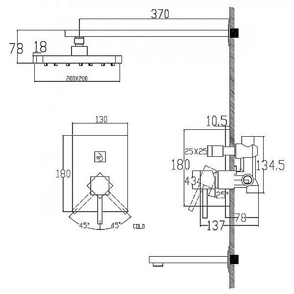 Душевая система Kaiser Quadris 25270 хром купить в интернет-магазине сантехники Sanbest