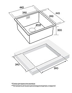 Мойка кухонная Paulmark Aller PM904444-GM Черная купить в интернет-магазине сантехники Sanbest
