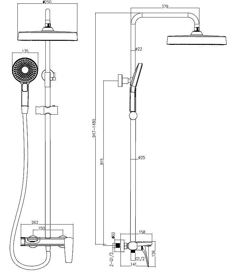 Душевая система Vincea Puro VSFS-5P1CH хром купить в интернет-магазине сантехники Sanbest