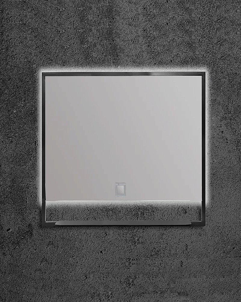 Зеркало Armadi Art Vallessi прямоугольноес полочкой антрацит 80 в ванную от интернет-магазине сантехники Sanbest