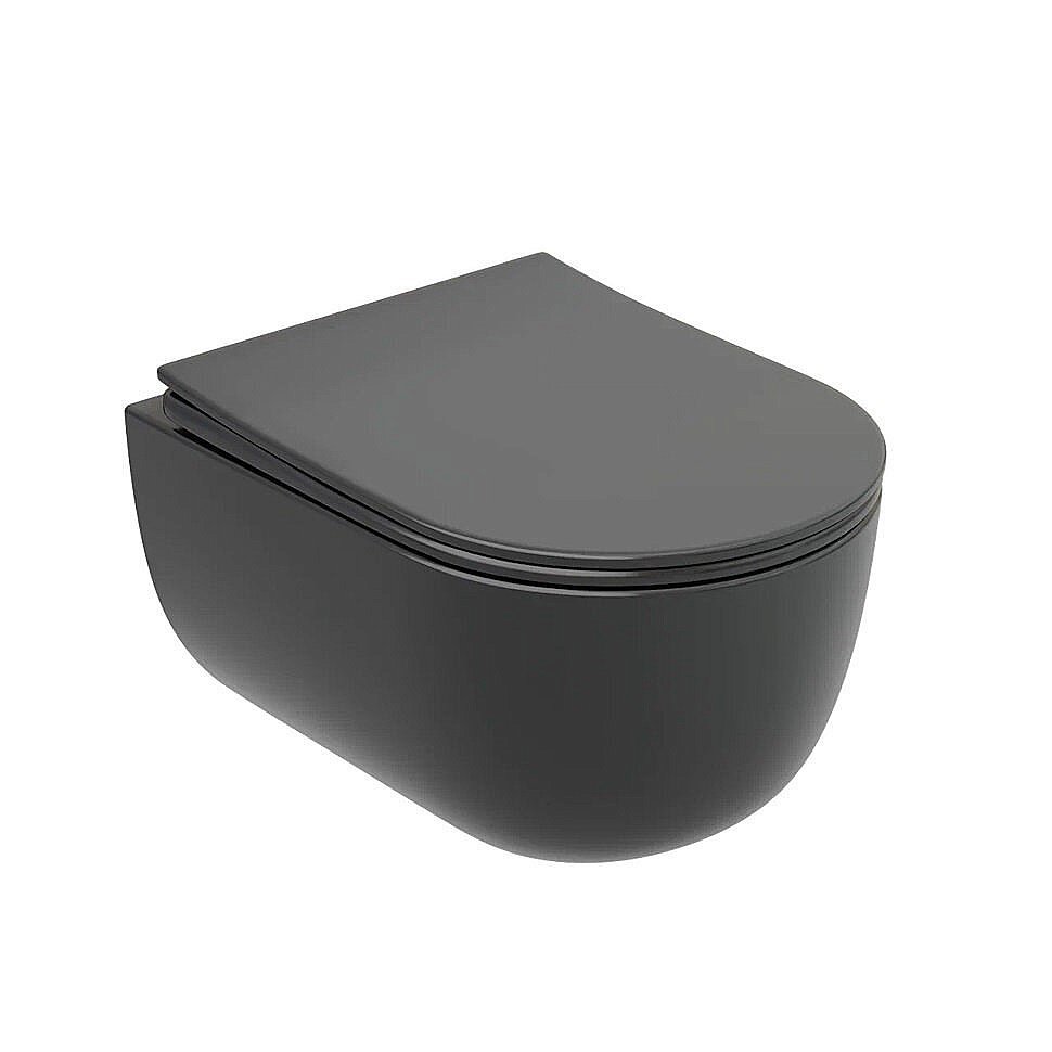 Унитаз подвесной Ceramica Nova Modena CN6063MDH безободковый, с крышкой микролифт, антрацит темный матовый купить в интернет-магазине Sanbest