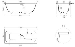 Ванна Salini Orlanda AXIS S-Stone 190x80 103221M белая матовая купить в интернет-магазине Sanbest