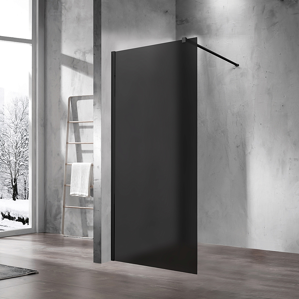Душевая перегородка Vincea Walk-In VSW-1H900GFB 90 профиль черный матовый/стекло матовое тонированное купить в интернет-магазине Sanbest