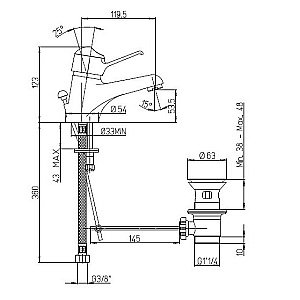 Смеситель для раковины PAINI Creta 30CR211R2LMKM хром купить в интернет-магазине сантехники Sanbest