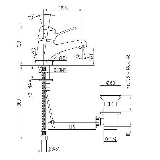Смеситель для раковины PAINI Creta 30CR211R2LMKM хром купить в интернет-магазине сантехники Sanbest