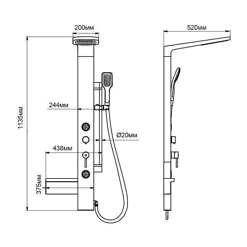 Душевая панель Aquanet SL2015CS-1 купить в интернет-магазине сантехники Sanbest
