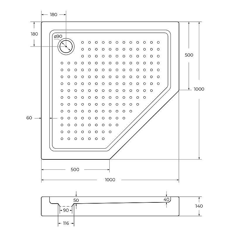 Душевой поддон Cezares TRAY-A-P 100х100 купить в интернет-магазине Sanbest