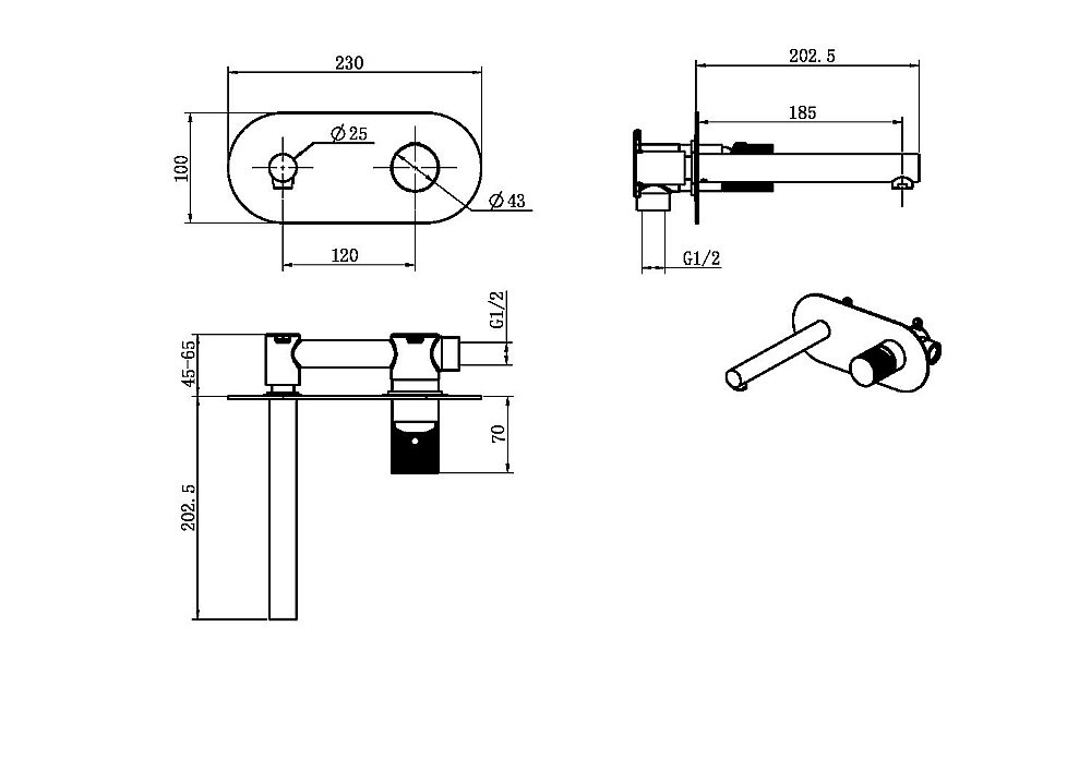 Смеситель для раковины Boheme Stick 125-CRCR.4 хром/ручка SPIRALE купить в интернет-магазине сантехники Sanbest