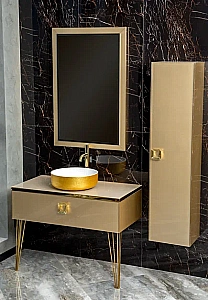 Консоль с раковиной и столешницей Armadi Art LUCIDO 100 светлое золото для ванной в интернет-магазине сантехники Sanbest