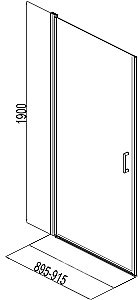 Душевая дверь Aquanet Cinetic AE12-N-90H190U-CT 90 стекло прозрачное/профиль хром купить в интернет-магазине Sanbest