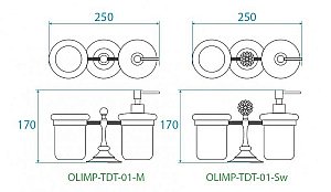 Держатель со стаканом и диспенсером Cezares OLIMP-TDT-02-M бронза купить в интернет-магазине сантехники Sanbest