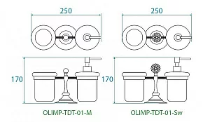 Держатель со стаканом и диспенсером Cezares OLIMP-TDT-02-M бронза купить в интернет-магазине сантехники Sanbest