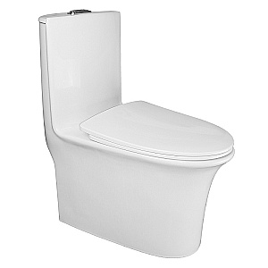 Унитаз моноблок Azario Luna AZ-1037 белый, безободковый, с крышкой микролифт купить в интернет-магазине Sanbest