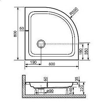 Душевой поддон RGW Acryl STYLE PL 16180488-11 80х80 белый купить в интернет-магазине Sanbest