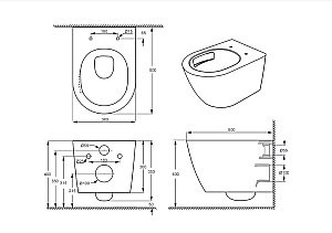 Унитаз подвесной D&K Rhein.Bach DT1476516 белый, безободковый, с крышкой микролифт, слив торнадо купить в интернет-магазине Sanbest