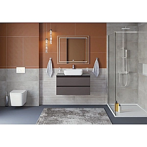 Тумба с раковиной и столещницей BelBagno 80 KRAFT-800-2C-SO-GSO+KEP-80-MNO темно-серая матовая для ванной в интернет-магазине Sanbest