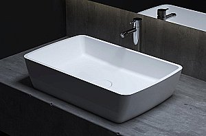 Раковина накладная Salini GLORIA 11 1102212MRH 65 из искусственного камня S-Stone, белая матовая, цвет по RAL снаружи купить в интернет-магазине Sanbest