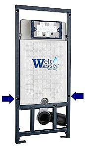 Унитаз подвесной WeltWasser MARBERG 507 + MERZBACH 043 GL-WT + MAR 507 RD белый глянцевый, безободковый, с крышкой микролифт, слив-торнадо, с инсталляцией и кнопкой хром купить в интернет-магазине Sanbest