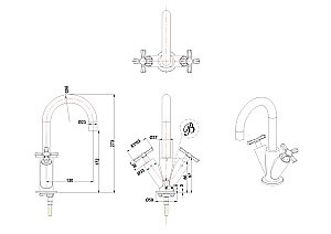 Смеситель для раковины Burlington Riviera RIV8 GOLD золото купить в интернет-магазине сантехники Sanbest
