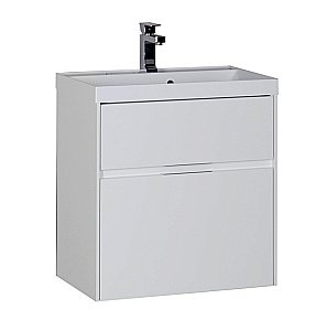 Тумба с раковиной Aquanet Латина 60 с 2 ящиками белая глянцевая для ванной в интернет-магазине Sanbest