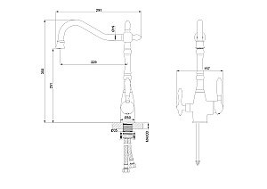 Смеситель для кухни c подключением фильтра WONZON & WOGHAND, Темный графит (WW-88458006-BGM) купить в интернет-магазине сантехники Sanbest