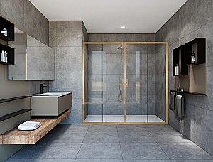 Душевая дверь Vincea Garda VDS-1G2170CLG 170 профиль брашированное золото/стекло прозрачное купить в интернет-магазине Sanbest