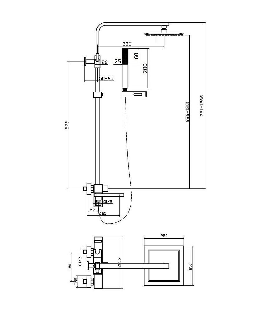 Душевая система Agger Great A2893344 черная купить в интернет-магазине сантехники Sanbest