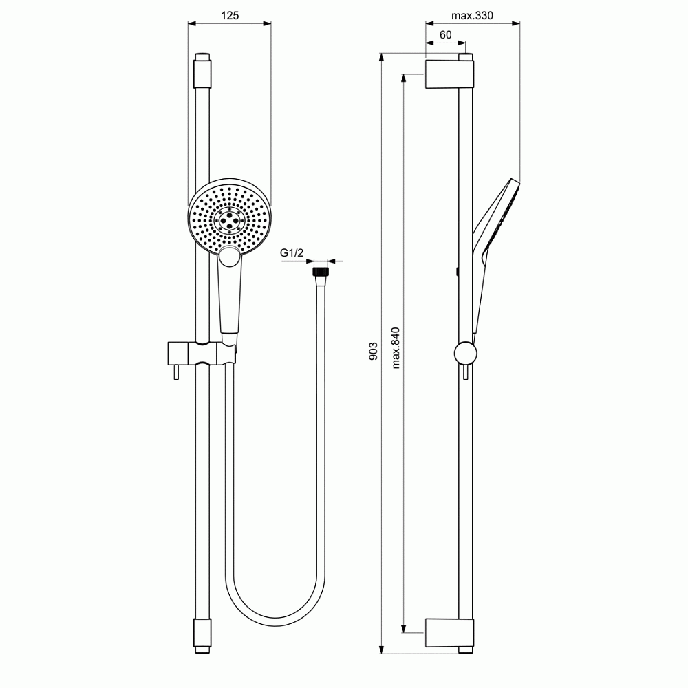 Душевой гарнитур Ideal Standard Ideal Evo B1763AA купить в интернет-магазине сантехники Sanbest