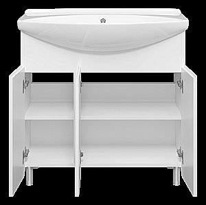 Тумба с раковиной Misty Чегет - 85 П-Чег-01085-011 белая для ванной в интернет-магазине Sanbest