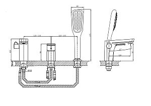 Смеситель на борт ванны D&K Берлин Торро DA1434903 матовое золото купить в интернет-магазине сантехники Sanbest