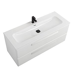 Тумба с раковиной Cezares ECO-CER-N 120 ECO-CER-N-1200-2C-SO-BL белая глянцевая для ванной в интернет-магазине Sanbest