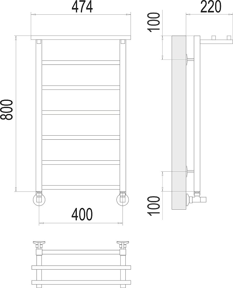 Полотенцесушитель водяной с полочкой Terminus Контур П7 400х800 купить в интернет-магазине сантехники Sanbest