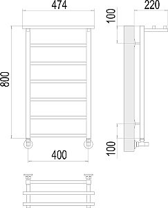 Полотенцесушитель водяной с полочкой Terminus Контур П7 400х800 купить в интернет-магазине сантехники Sanbest