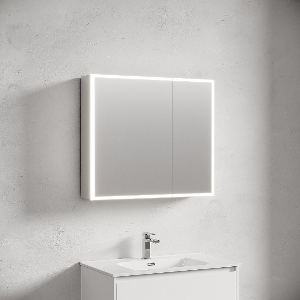 Зеркальный шкаф Sancos Evoke 80х70 SC8080 серый купить в интернет-магазине сантехники Sanbest