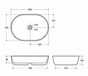 Раковина накладная BelBagno 60 BB1084-H301 черная матовая купить в интернет-магазине Sanbest