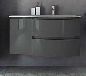 Тумба с раковиной Cezares VAGUE 100 54854+82408+54856 Grigio lucido правосторонняя для ванной в интернет-магазине Sanbest