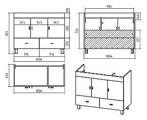 Тумба с раковиной Misty Дива -105 П-Див01105-0112Я белая для ванной в интернет-магазине Sanbest