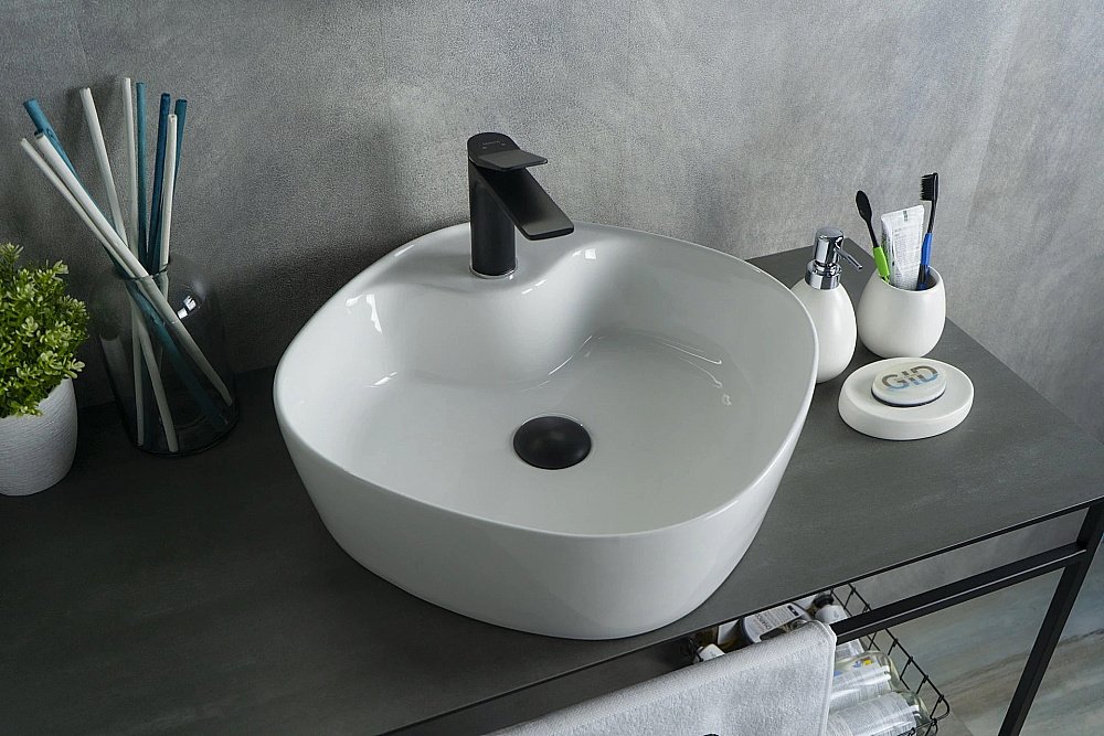 Раковина накладная Gid Geometrico 44 N9442 51153 белая купить в интернет-магазине Sanbest