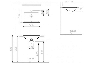 Раковина накладная Vitra S20 quad 55 купить в интернет-магазине Sanbest