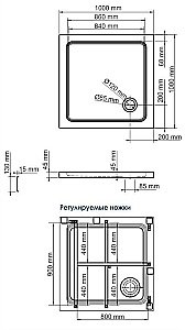 Душевой поддон WasserKRAFT Amper 29T19 100x100 купить в интернет-магазине Sanbest