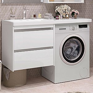 Тумба подвесная с раковиной Опадирис Фреш 56 белая/белое стекло для ванной в интернет-магазине Sanbest