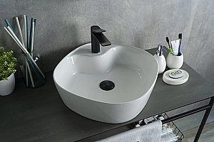 Раковина накладная Gid Geometrico 44 N9442 51153 белая купить в интернет-магазине Sanbest