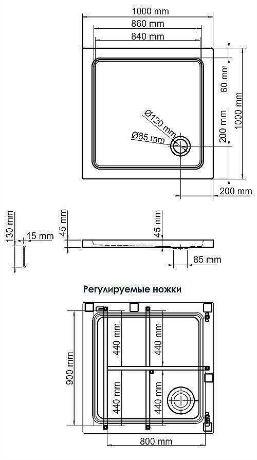 Душевой поддон WasserKRAFT Amper 29T19 100x100 купить в интернет-магазине Sanbest
