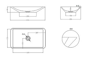 Раковина накладная Salini CALLISTA 03 1101207SMF 57,5 из искусственного камня S-Stone, матовая, цвет по RAL полностью купить в интернет-магазине Sanbest