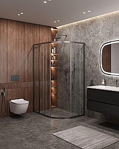 Душевой уголок Cezares Molveno 90x120 RH-2-120/90-C-GM-IV стекло прозрачное/профиль матовая оружейная сталь купить в интернет-магазине Sanbest